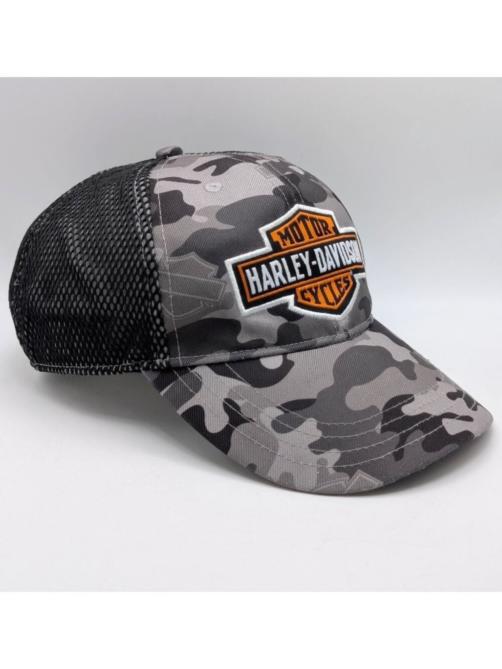 Harley Davidson Camo Mesh Baseball Cap Flex Fit Kids Youth Size 4-14 Unisex Gray